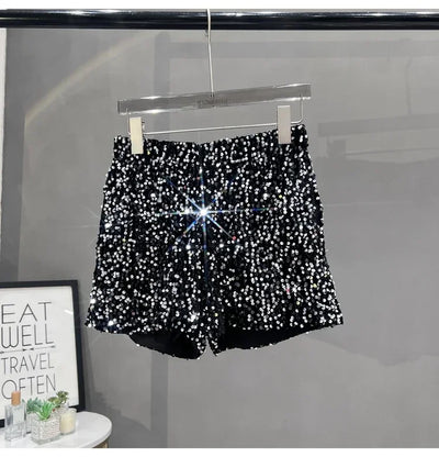 Hot Girl Y2k European and American Style Sequined Shorts Slim Fit Suede Embroidered Sequined Casual Hot Pants for Women