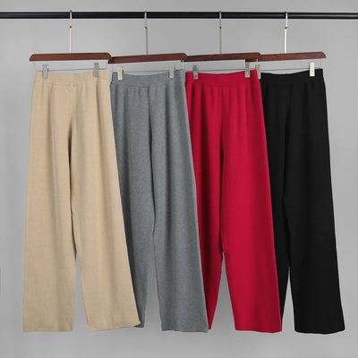 2025 Autumn Street Outfits Knitted Cardigan Pants Sets Women Single Breasted Lapel Sweater High Waist Wide Leg Trousers Suit