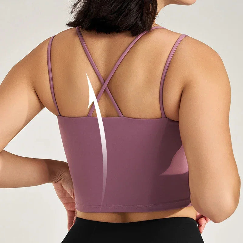 Women's sexy yoga undershirt Outdoor beautiful back training clothes Fashion sling bra Sports underwear With Coasters