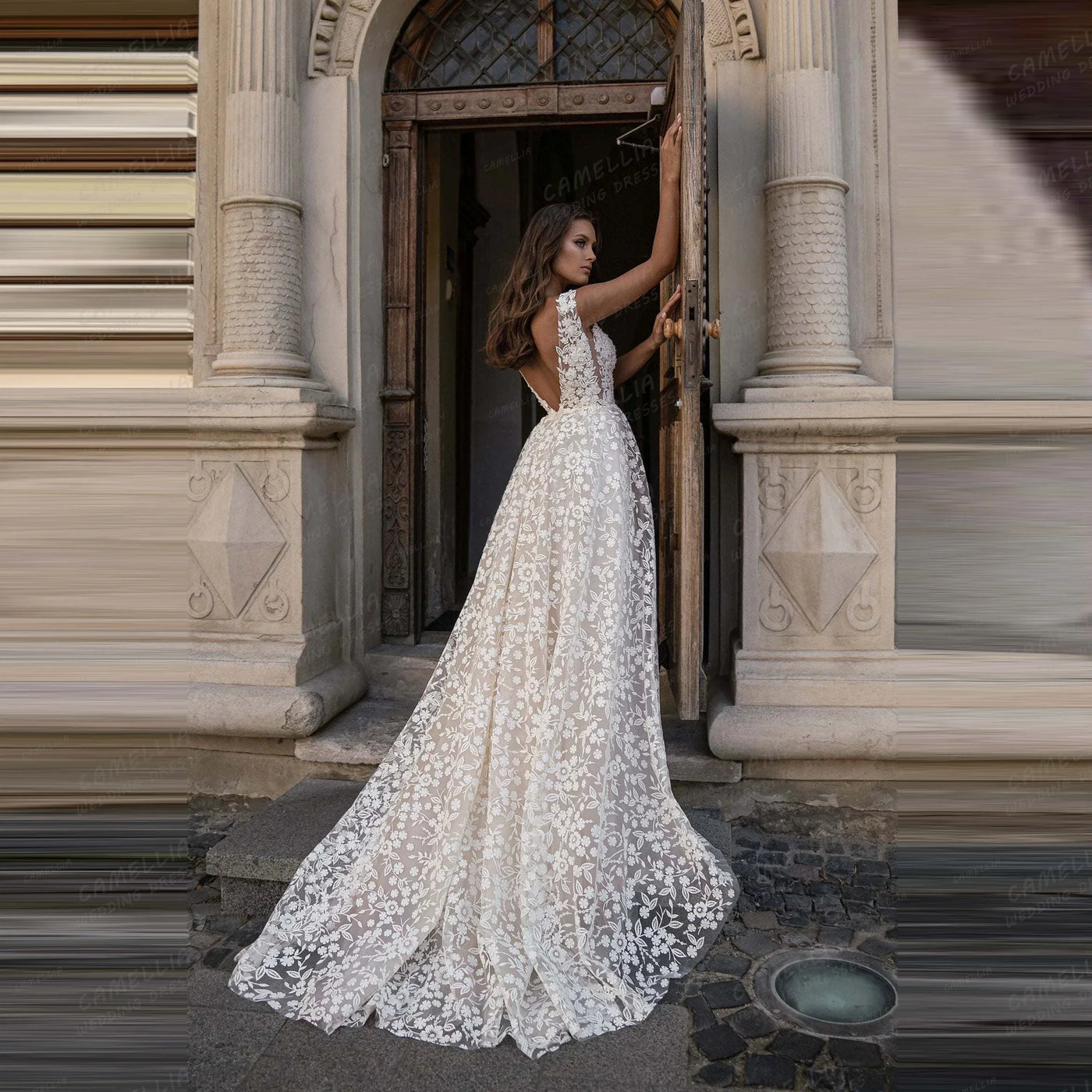 Simple Women's Wedding Dresses A Line Elegant Appliques Sexy Sleeveless Bridal Gowns Vestidos فساتين سهرة Customized