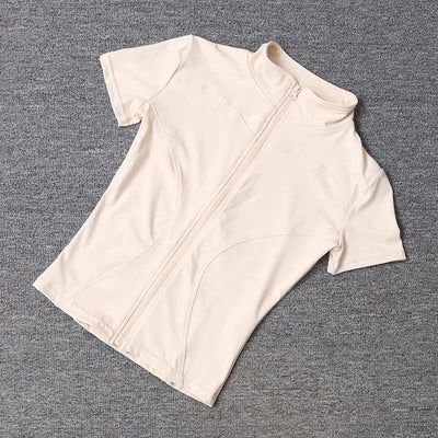 Women sport wear Slim Fit Polyester Quick-drying Full Zip Outdoor Fitness Running Tights Short Sleeves Women's Yoga Wear