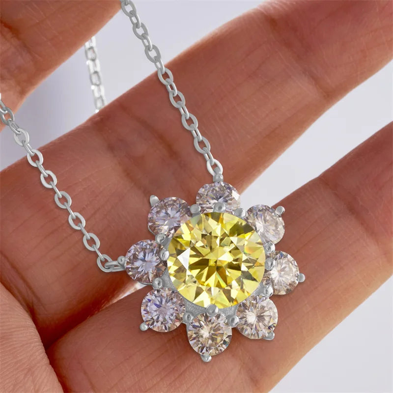 Total 9 carat  Moissanite Solitaire Drop Necklaces Silver Pendant Original Real 925 Silver Chain Jewelry for Women