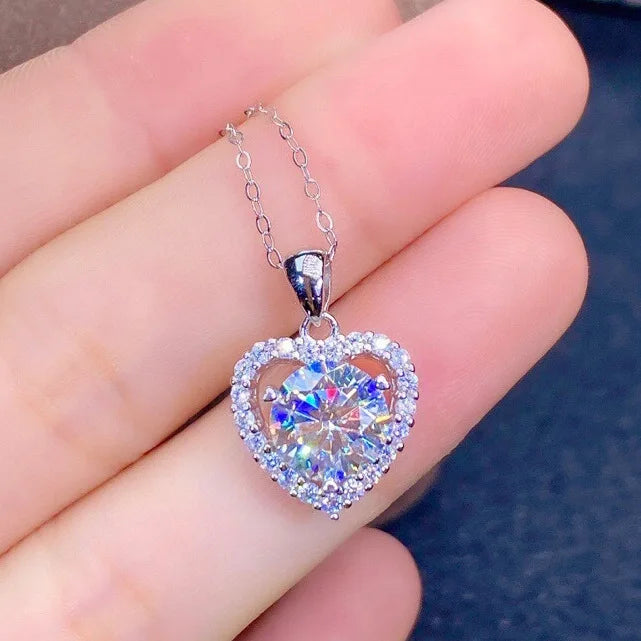 2ct Lab Diamond Solitaire Pendant Necklace 925 Sterling Silver Choker Statement Necklace Women Silver 925 Jewelry With Box Chain