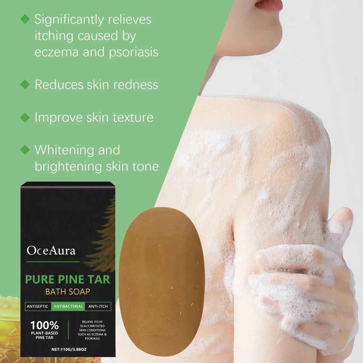 Moisturizing Bath Soap Brightening Anti Skin Dry Itching Deep Cleaning Pores Remove Acarid Dirt Dead Skin Fragrant Pine Tar Soap
