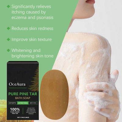 Moisturizing Bath Soap Brightening Anti Skin Dry Itching Deep Cleaning Pores Remove Acarid Dirt Dead Skin Fragrant Pine Tar Soap