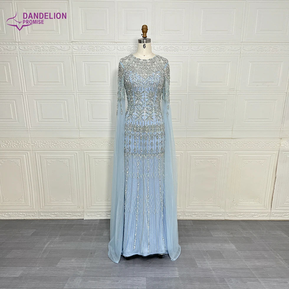 Luxury Dubai Caramel Mermaid Arabic Evening Dresses 2025 with Cape Sleeves Beaded for Women Wedding Party