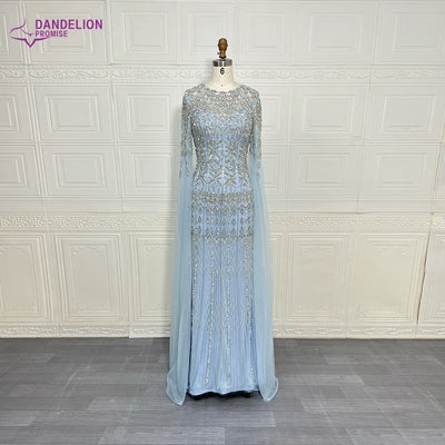 Luxury Dubai Caramel Mermaid Arabic Evening Dresses 2025 with Cape Sleeves Beaded for Women Wedding Party