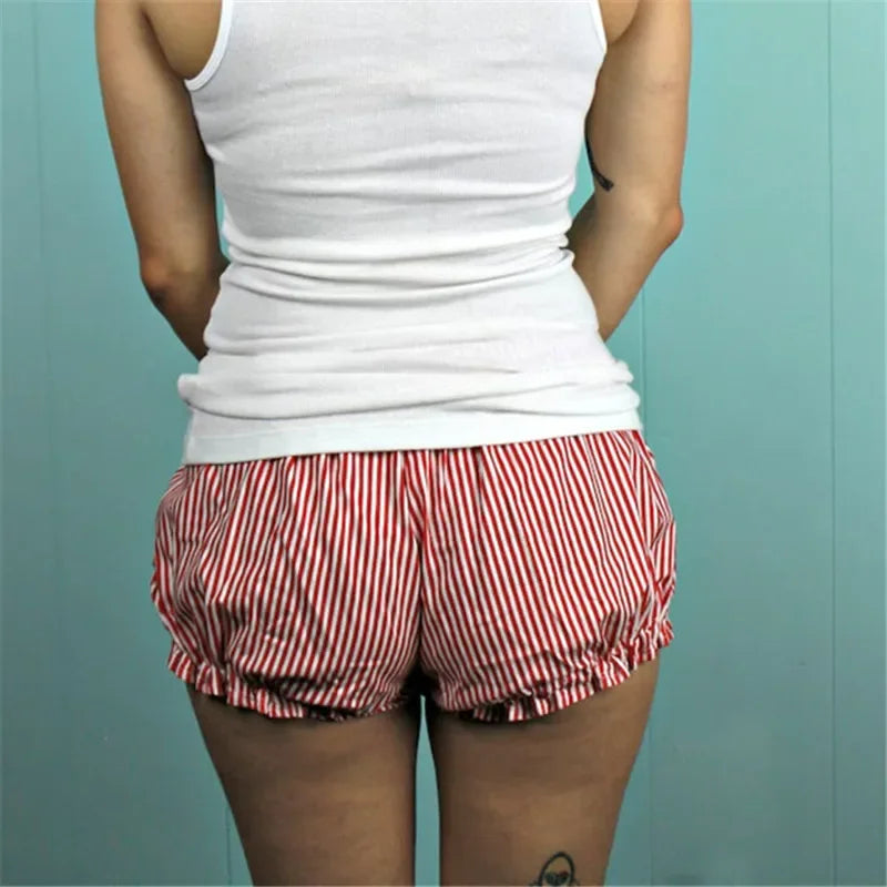 Gaono Y2k Women Ruffle Lolita Bloomers Gingham Plaid Pumpkin Micro Mini Shorts Checkered Pajamas Lounge Pettipants