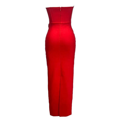 Pink Red Color Women Sexy Strapless Off the Shoulder Florals Bodycon Long Bandage Dress Celebrate Fashion Evening Party Outfit