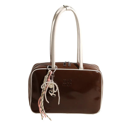Designer Bowling Tote Women's Oversized Shoulder Bag, High-Capacity Office Handbag, Fashionable Minimalist Crossbody Purse