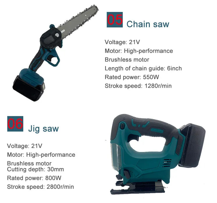 15-Piece Combo Power Tools Set Brushless Cordless Drill & Electric Hammer Drill Angle Grinder Includes Hard Case