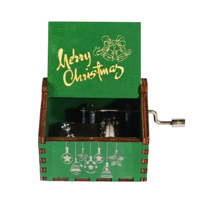 Merry Christmas Music Box Wooden Hand Cranked Music Box Vintage Happy New Year Music Box Gift Music Box Birthday Gift