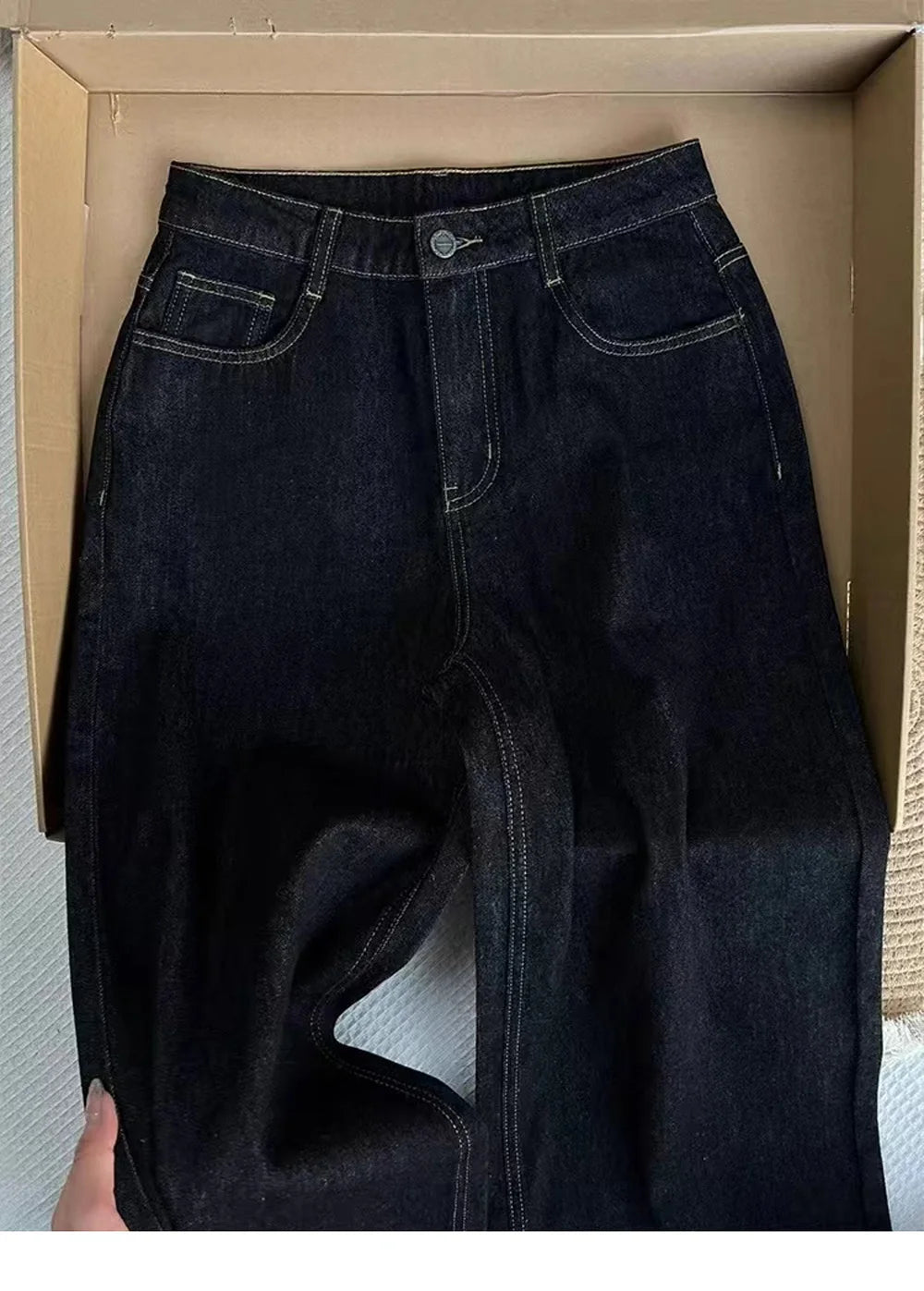 Oversized Wide Leg Pants for Women Spring Autumn Retro High Waist Leopard Print Jeans American Style Straight Loose Denim Pants