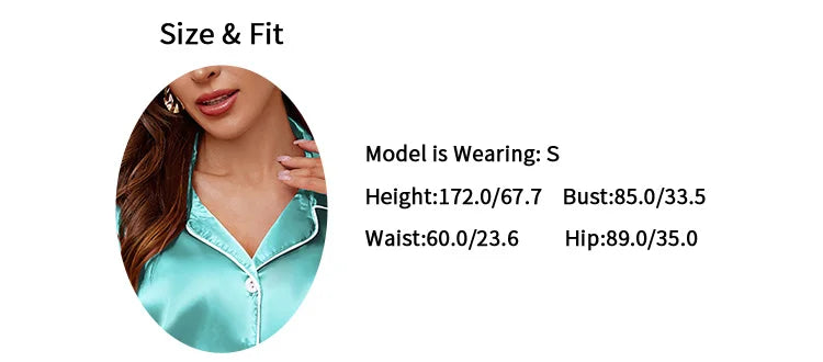 Women's Sleepwear Silk Satin Pajamas Set Button-Down Pyjama Shorts Suit Pijama Femme Loungewear Pj Sets Solid Color Home Clothes