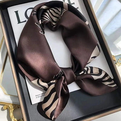 Women's Elegant White Black Polka Dot Design Satin 70cm Silk Scarves  100% Mulberry Silk