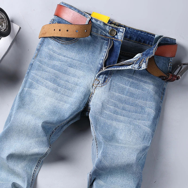 Classic Business Casual Jeans Men 2025 New Fashion Retro Slim Stretch Denim Trousers Male High Quality Luxury Pants Men Clothing