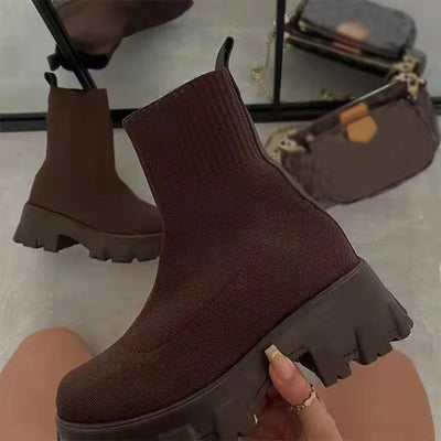 Women Boots Autumn Winter Boots Slip on Knitted Socks Shoes Women 2022 Platform Boots with Heels Botas De Mujer Female Botines