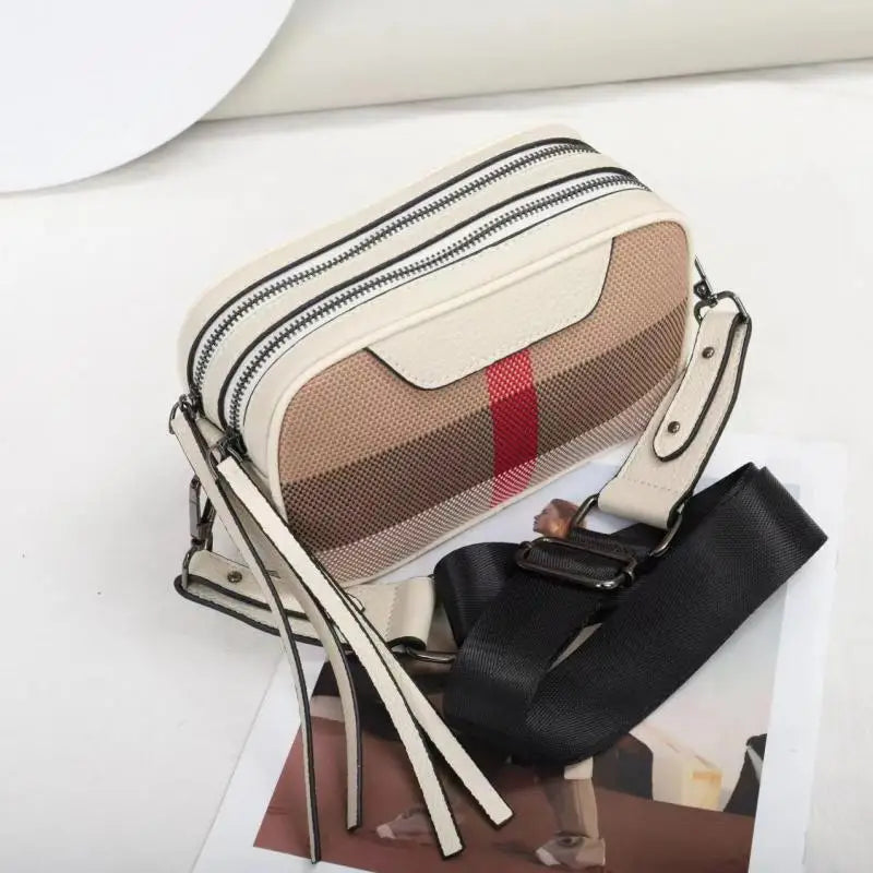 Genuine Leather Fashion Camera Bag Women Luxury Crossbody Shoulder Bags Messebger Canvas Brand Designer Handbags Square Black