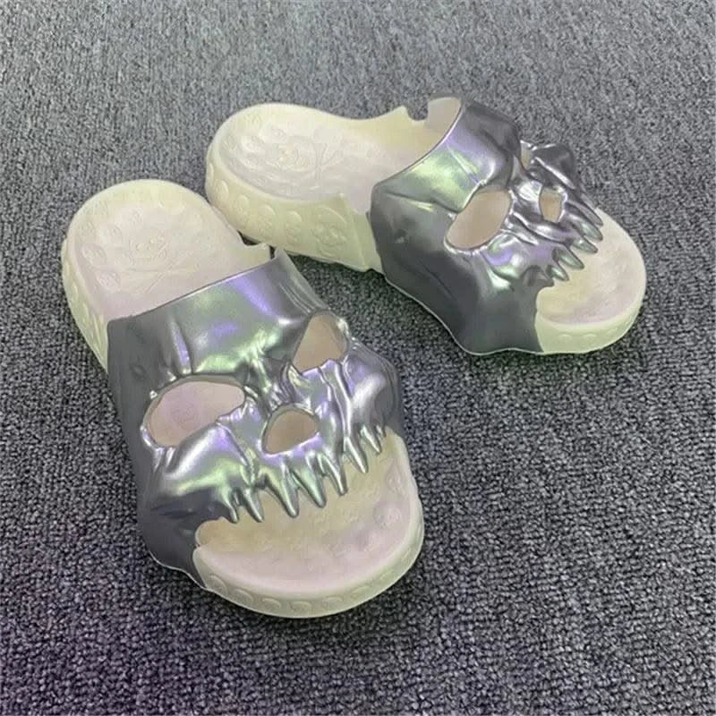 Platform Skull Slippers Demon Home Cloud Summer Beach Sandal Slides Y2k Flip Flops Men Male Soft House Shoes Flat Clapper Women