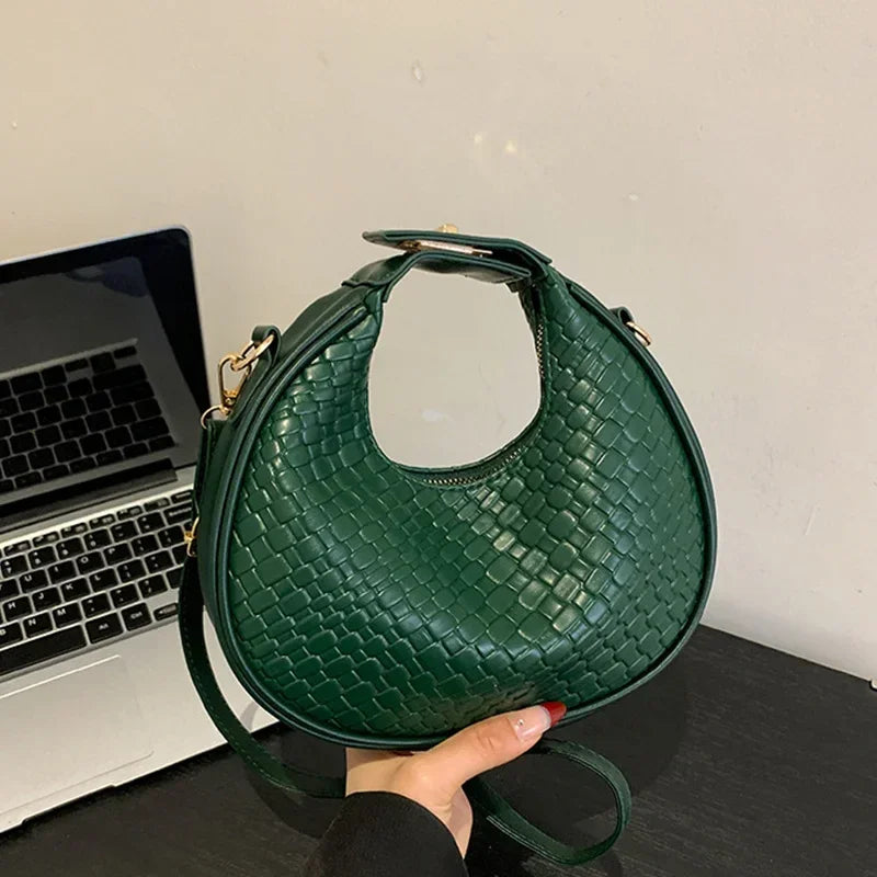 PU Leather Shoulder Bag Fashion Solid Color Lattice Crossbody Bag Small Bag Ladies Trend Luxury Designer Handbags