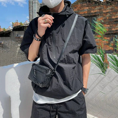 Summer Sweatsuit Sets Men Casual Hoodie T-shirt Short Sleeve Quick Dry Shorts Sports Suits Summer Outdoor Thin Cool Workwear Set