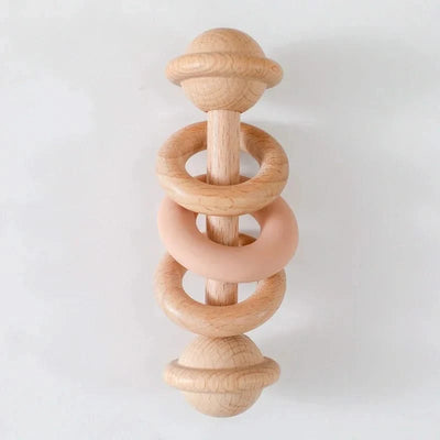 Baby Toys Wooden Rattles Silicone Ring Baby Rattles and Mobiles 0 12 Months Sensory Toys for Baby  Wooden Teether for Baby Gifts