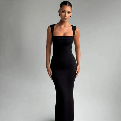 Royal Style Square Collar Sleeveless Sexy Maxi Dress For Women