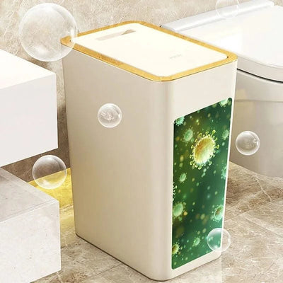 Trash Can with Lid Semi Automatic Large Capacity Garbage Bin Toilet Living Kitchen Bedroom Press Plastics Trash Bin Home Items