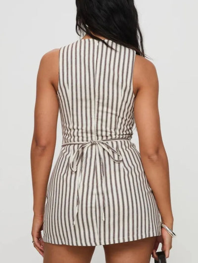 Summer New Dresses For Women Casual Fashion Striped Print Dress Crew Neck Sleeveless Vestido Mujer Dress Elegante Women Clothing