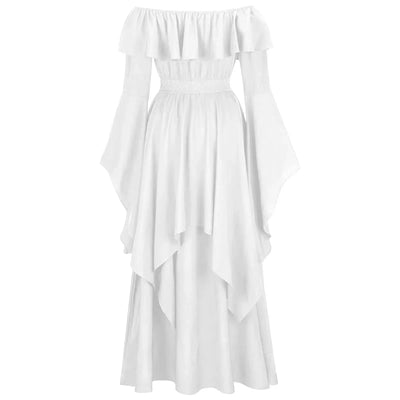Renaissance Dress For Women Long Sleeves Medieval Off Shoulder Elastic High Waist Smocked Dress Elegant Evening Gown Plus Size