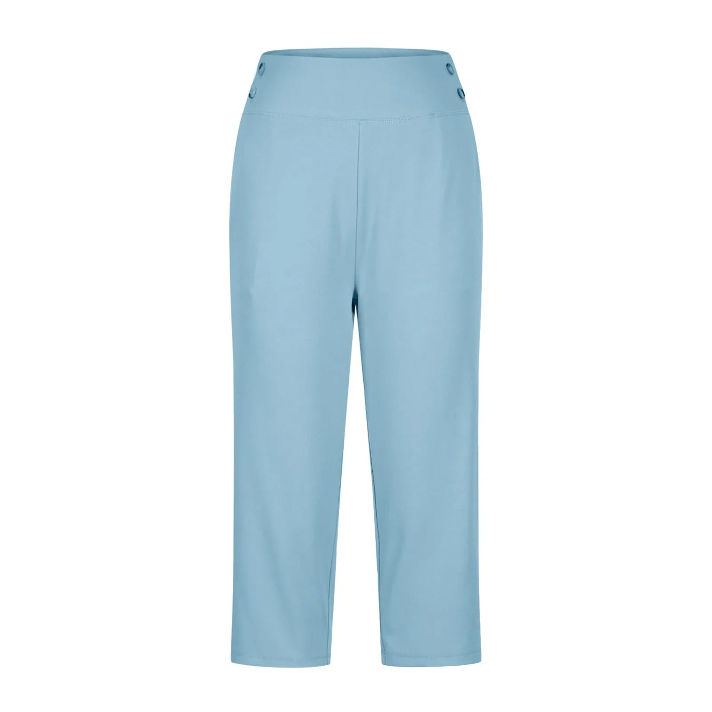 Women Elastic High Waist 3/4 Pant Casual Active Fit Wide Capris Leg Pants Trousers With Pockets Pants Woman брюки женские