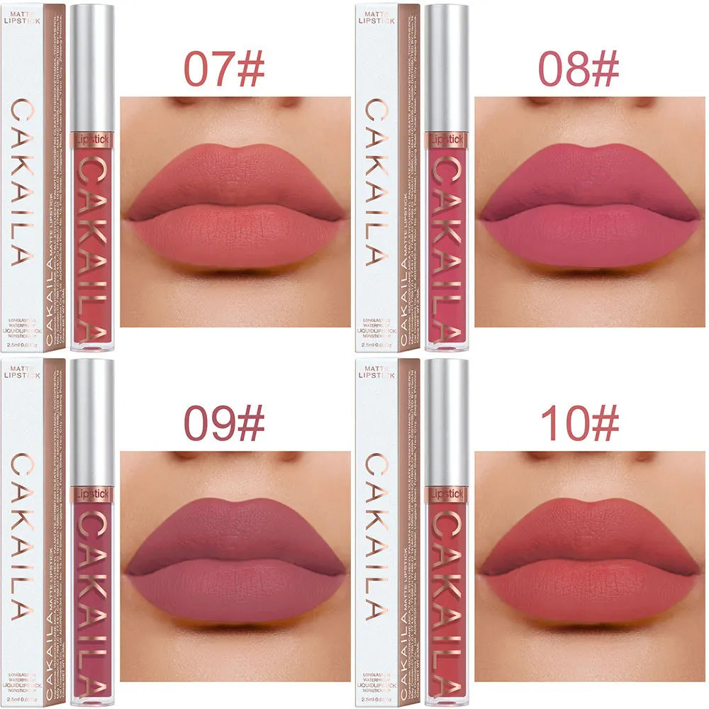 1PC Velvet Matte Lipstick Lip Gloss Light Red Liquid Lip Tint Cream Pigment Long Lasting Silky Texture Lips Women's Cosmetics