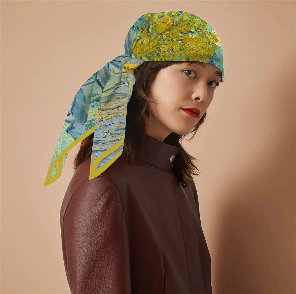 Floral Art Style Oil Painting Designer Scarves Women  90cm