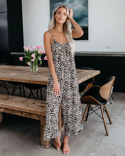 Women's Jumpsuit Suspenders Sexy Wide Leg Casual Printed Trousers Versatile Women's Trousers Jampsuit Jumpsuit Women