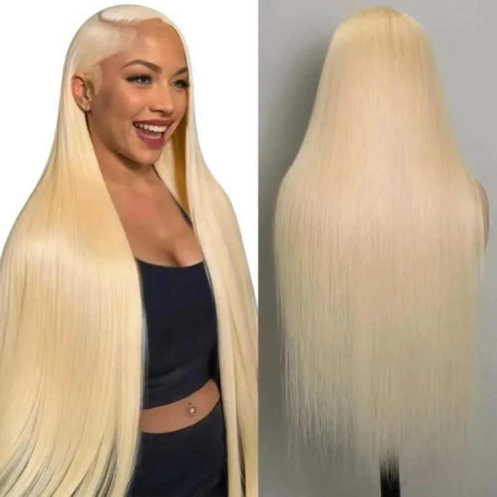 13x6 Bone Straight  Lace Frontal Honey Colored Human Hair Wig 613 Blonde Transparent Lace Front Closure Wigs for Black Women