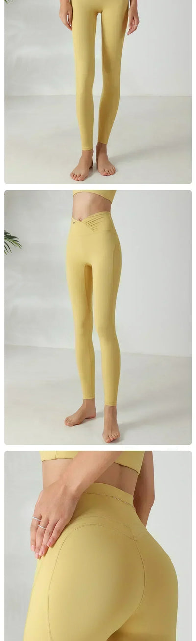 Yoga pants women's fitness running sports 2024 new spring and fall belly lifting hip tight bottoming pants nude stretch