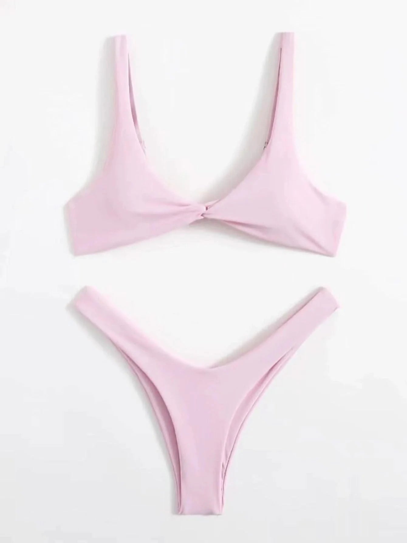 OIINAA Bathing Suit Women Solid Sexy Swimsuit Bow Tie Drawstring Lace Up Summer Bikini Set Two-pieces Beachwear Thong Biquinis