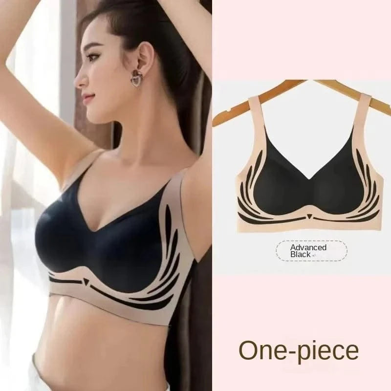 Plus Size Super Gather Push Up Bras Women Soft Support Seamless Underwear Female Full Cup Lift-Up Bras No Steel Sleepwear