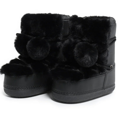 Snow Boots for Women Hairy Fuzzy Fluffy Furry Fur Boots 2025 Winter Boots for Women Waterprrof Pink Black White Fur Snow Boots