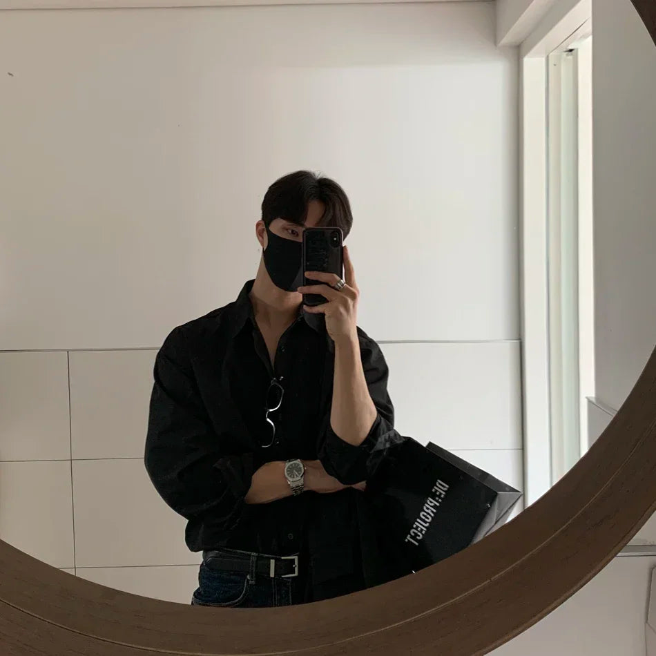 Oversized Casual Jacket Trendy Loose Shirt Men's Long-Sleeved Shirt Spring and Summer Brown TOP
