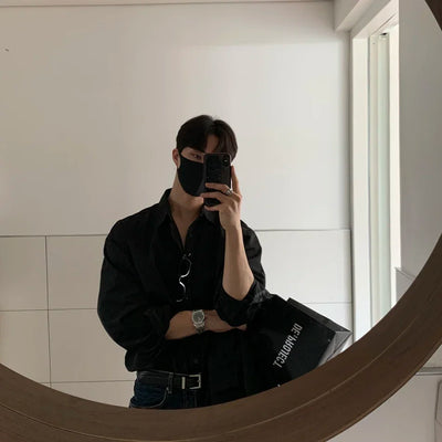 Oversized Casual Jacket Trendy Loose Shirt Men's Long-Sleeved Shirt Spring and Summer Brown TOP