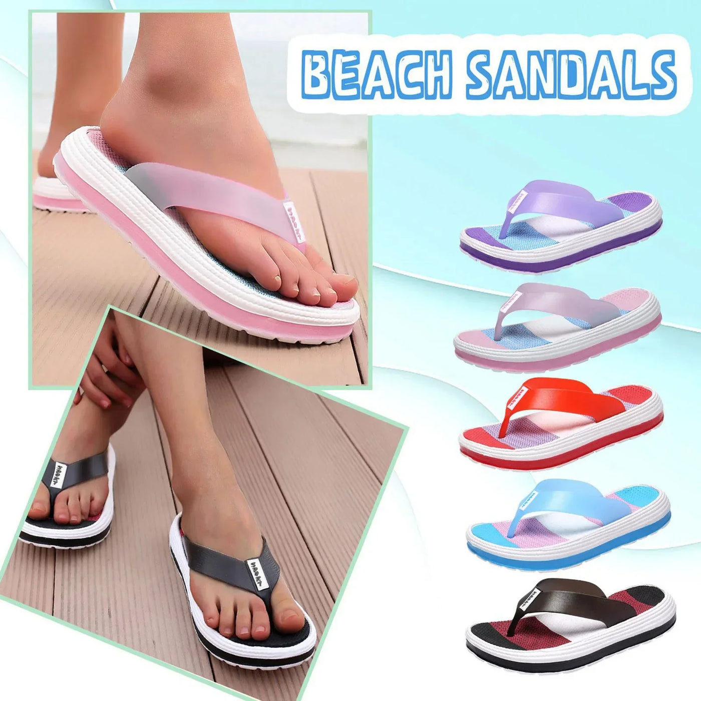Women'S Flip Flops Thong Sandals Quick Dry Beach Slippers Shower Slides Walking Shoes Beach Thickened Sandals