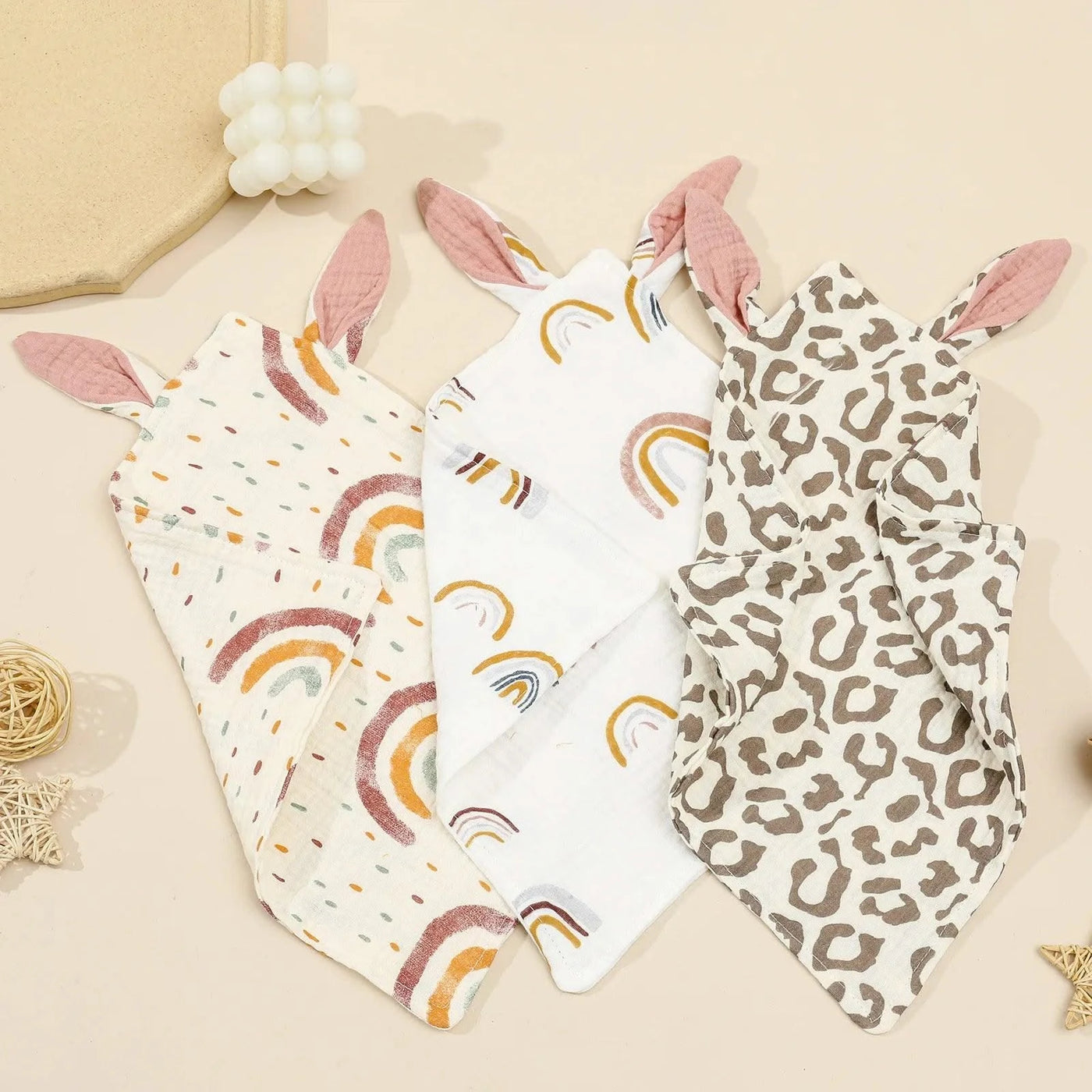 Baby Rabbit Cotton Muslin Comforter Sleeping Dolls |Blanket | Soft Soothe Appease Towel |Bibs| Burp Cloths Infant