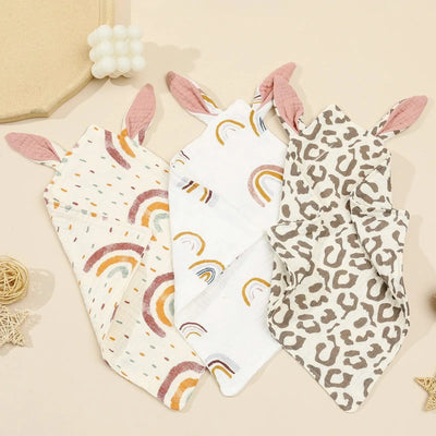 Baby Rabbit Cotton Muslin Comforter Sleeping Dolls |Blanket | Soft Soothe Appease Towel |Bibs| Burp Cloths Infant