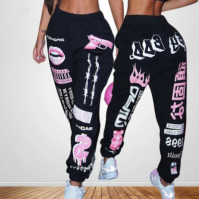 2024 New Women Fashion Elastic Waist Sports Casual Harem Pants Femme Joggers Trouser Printed Sweatpants