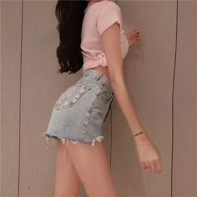 Women's Shorts Graphic Blue Short Pants for Woman To Wear Sexy Denim Jeans Print Design Low Price Youthful Korean Style Clothing