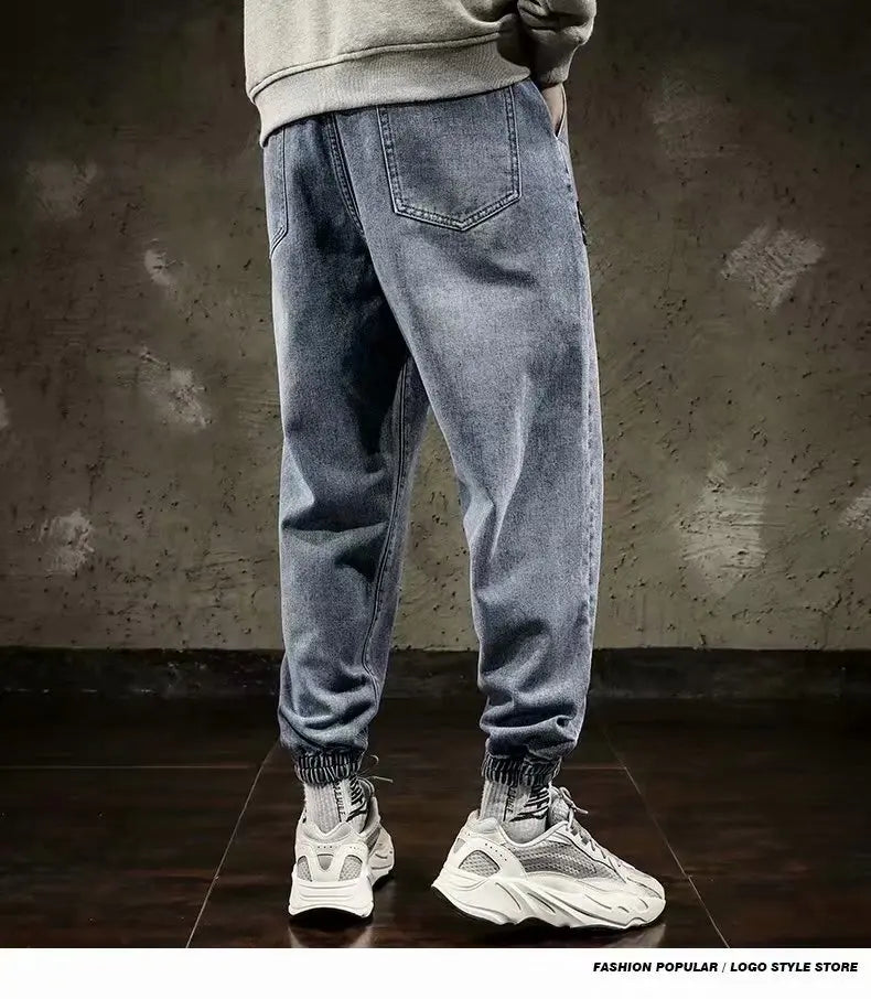 Spring Designer Fashion Men Jeans Retro Black Gray Vintage Casual Denim Harem Pants Ripped Jeans Men Wide Leg Taper Men Jeans