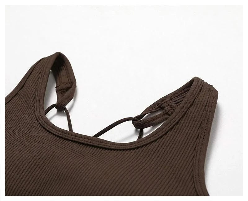 Yoga Sports Bras for Women Open Back Design Padded Crop Top