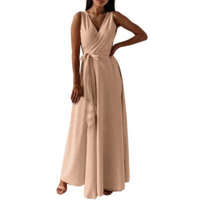 Women's Elegant Solid long dresses Casual Sleeveless High Waist Sexy Evening Formal dresses Fit And Flare Dresses For Women