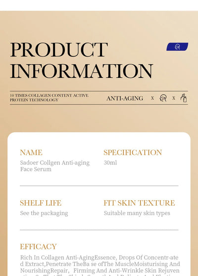 1/3/5pcs SADOER Collagen Face Serum skincare Facial Essence Liquid Anti-aging Moisturizing Nourishing Facial Serum Skin Care
